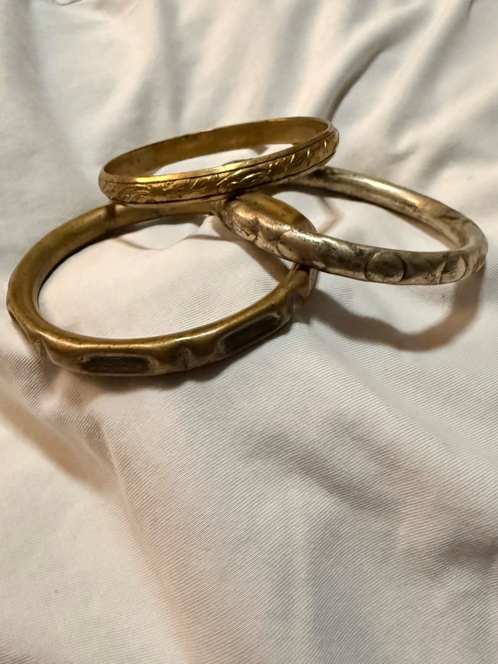 Vintage Lot of 3 Metal Bangle Bracelet Set